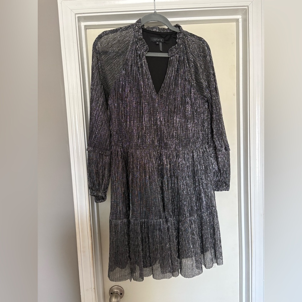 1. State Shimmering Black Long Sleeve Dress